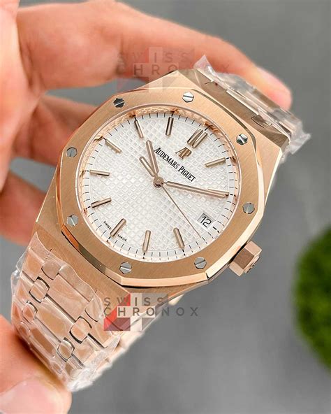 audemars piguet rose gold white dial|Audemars Piguet rose gold review.